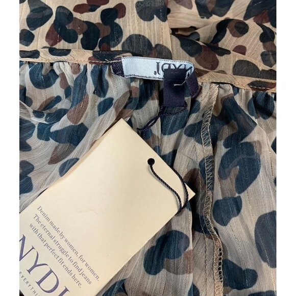 NYDJ Not Your Daughter Blouse Plus 2X Wildcat Metallic Peasant Chiffon Women New - Picture 11 of 14